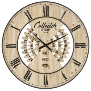 Reloj de pared industrial con calendario dia de la semana, día del mes y mes en metal y madera de 90 cm. de diámetro modelo Collector de Maisons du Monde